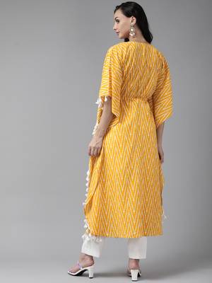 Yellow embroidered cotton kurtas-and-kurtis 3