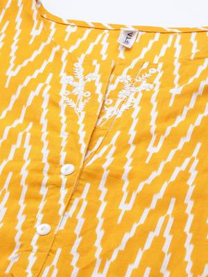 Yellow embroidered cotton kurtas-and-kurtis 4