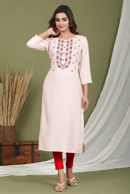 Pink embroidered rayon kurtas-and-kurtis 1
