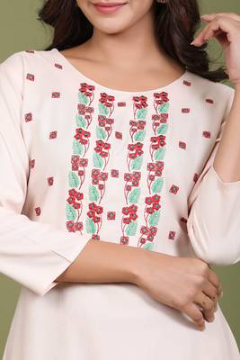 Pink embroidered rayon kurtas-and-kurtis 4