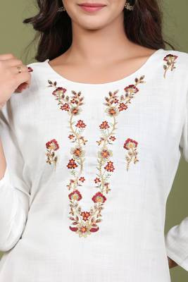 White embroidered rayon kurtas-and-kurtis 4