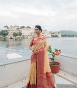 Teal woven raw silk saree with blouse