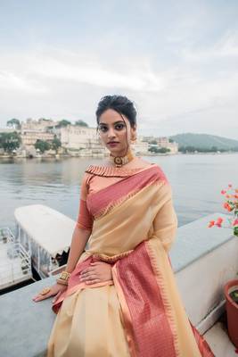 Teal woven raw silk saree with blouse 3