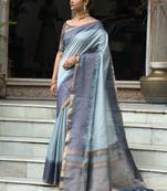 Red woven banarasi silk saree with blouse