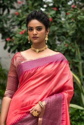 Wine woven banarasi silk saree with blouse 2