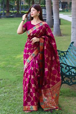 Black woven raw silk saree with blouse 1