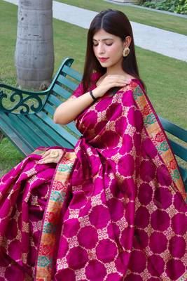 Black woven raw silk saree with blouse 3