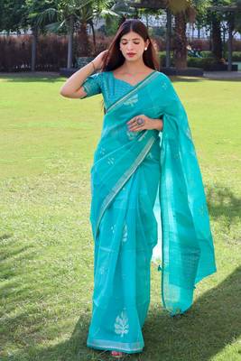Black woven tussar silk saree with blouse 1
