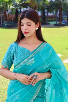 Black woven tussar silk saree with blouse 2
