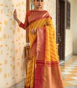 Grey woven tussar silk saree with blouse