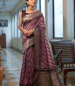 Wine woven tussar silk saree with blouse