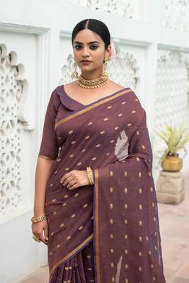Pink woven tussar silk saree with blouse 2