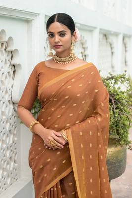 Blue woven linen saree with blouse 2