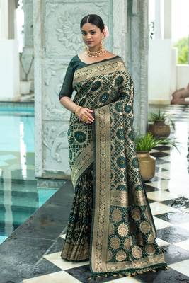 Coffee woven silk saree with blouse 3