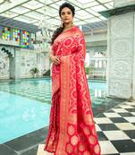 Olive woven linen saree with blouse