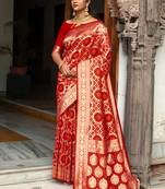 Grey woven silk saree with blouse