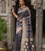 Orange woven linen saree with blouse