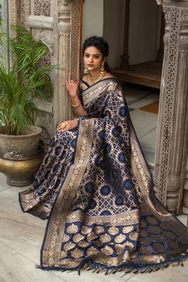 Orange woven linen saree with blouse 3