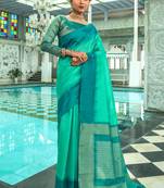 Red woven banarasi silk saree with blouse