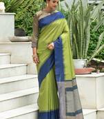 Pink woven banarasi silk saree with blouse