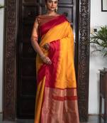 Royal blue woven banarasi silk saree with blouse