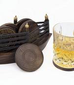 BK Creation Wooden Handcrafted Boat Shape Coasters & Coaster Holder