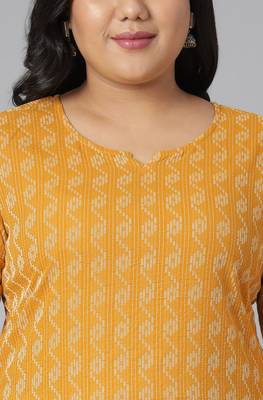 XL LOVE by Janasya Yellow woven cotton ethnic-kurtis

 5