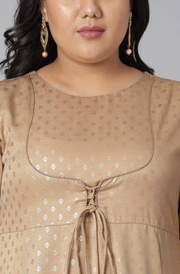 XL LOVE by Janasya Beige printed polyester ethnic-kurtis
 5