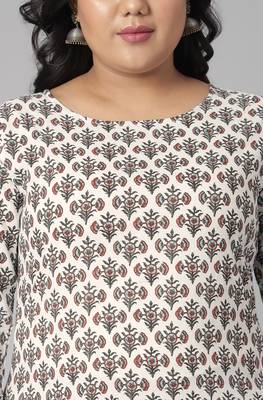 XL LOVE by Janasya White printed cotton cotton-kurtis
 5