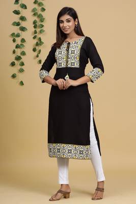 Black printed rayon kurtas-and-kurtis 2