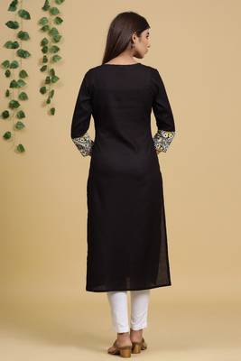 Black printed rayon kurtas-and-kurtis 3
