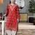 Handmade Red Cotton Lucknowi Chikankari Indian Women Kurta