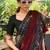 Black printed cotton saree with blouse