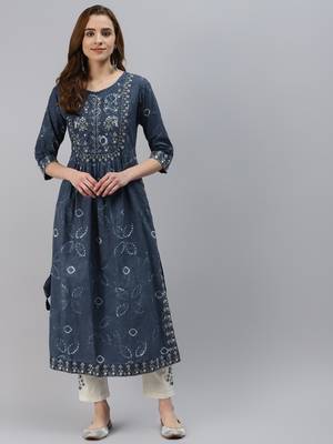 Blue zari cotton salwar 1