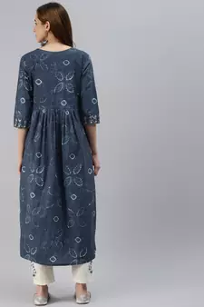 Blue zari cotton salwar