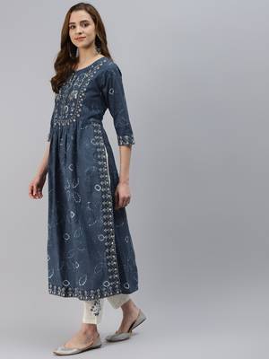 Blue zari cotton salwar 3