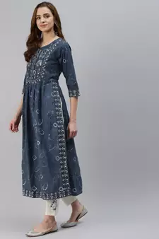 Blue zari cotton salwar
