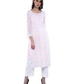 Ada Hand Embroidered Pink Georgette Lucknowi Chikankari Kurta - A158881