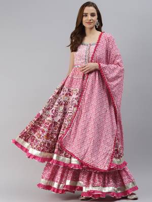 Pink Gotta Patti Cotton Kurta Set with Dupatta 1