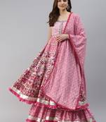 Pink Gotta Patti Cotton Kurta Set with Dupatta