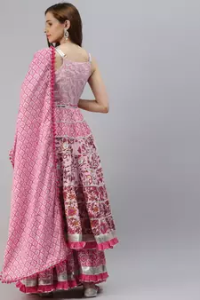 Pink Gotta Patti Cotton Kurta Set with Dupatta