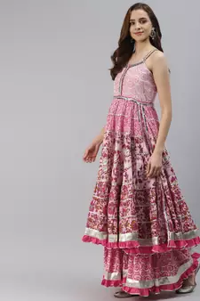 Pink Gotta Patti Cotton Kurta Set with Dupatta