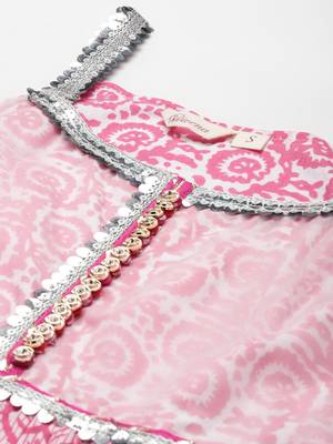 Pink Gotta Patti Cotton Kurta Set with Dupatta 4
