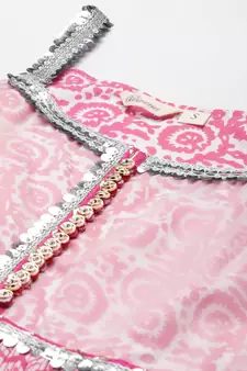 Pink Gotta Patti Cotton Kurta Set with Dupatta