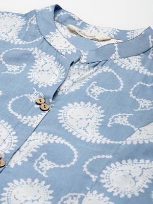 Blue block print cotton salwar 4