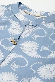 Blue block print cotton salwar