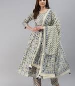 Off-white zari cotton salwar