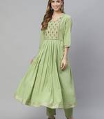 Green thread embroidery cotton salwar