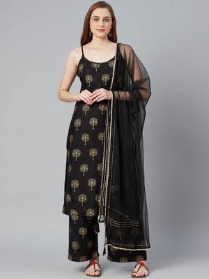 Black golden print cotton salwar 1