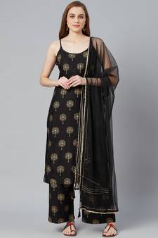 Black golden print cotton salwar